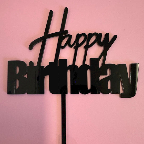 Cake Topper - Happy Birthday - Black - Dello Mano